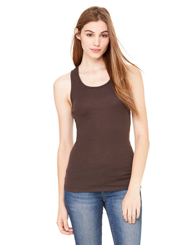 Women's Sheer Mini Rib Racerback Tank - Chocolate