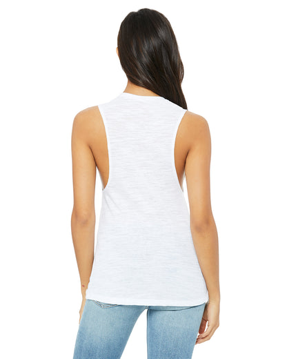 Women's Flowy Scoop Muscle Tank - White Slub