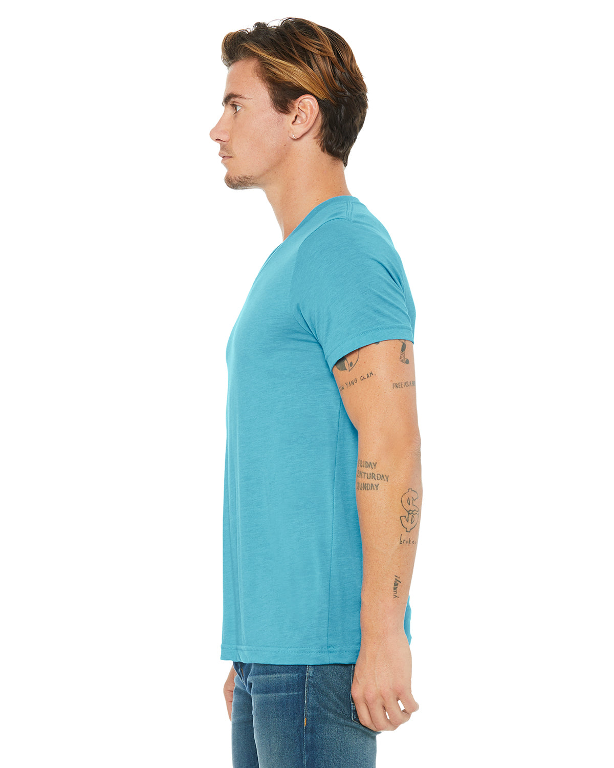 Unisex Triblend V-Neck T-Shirt - Aqua Triblend