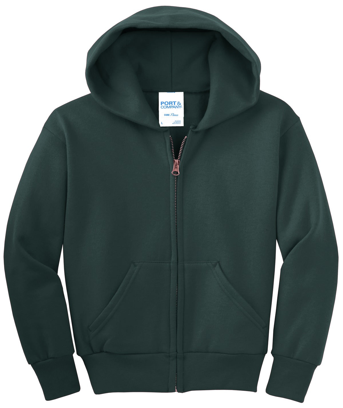 Youth Core Fleece Full-Zip Hoodie - Dark Green