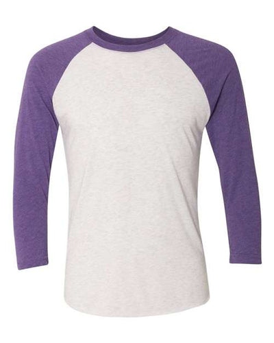 Next Level 6051 Purple Rush Sleeves/ Heather White Body — front