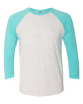 Next Level 6051 Tahiti Blue Sleeves/ Heather White Body — front