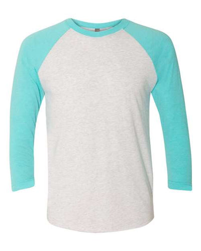 Next Level 6051 Tahiti Blue Sleeves/ Heather White Body — front