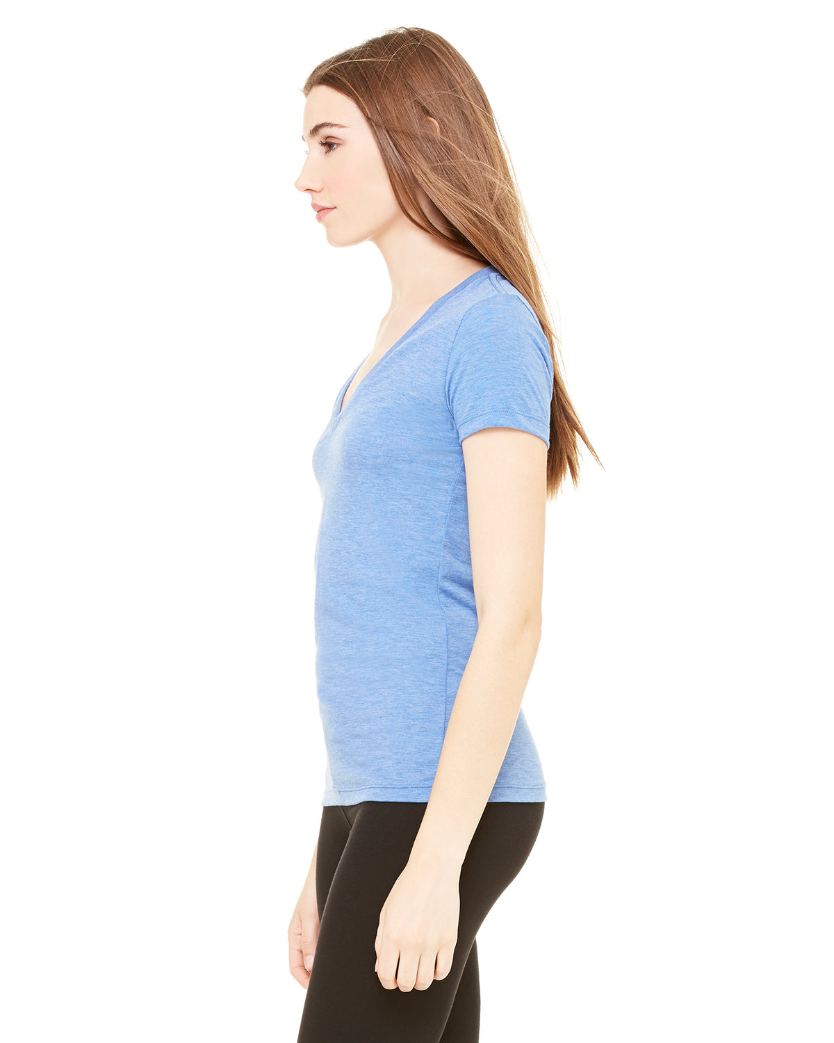 Women's Triblend Short-Sleeve Deep V-Neck T-Shirt - Athletic Blue Triblend Old