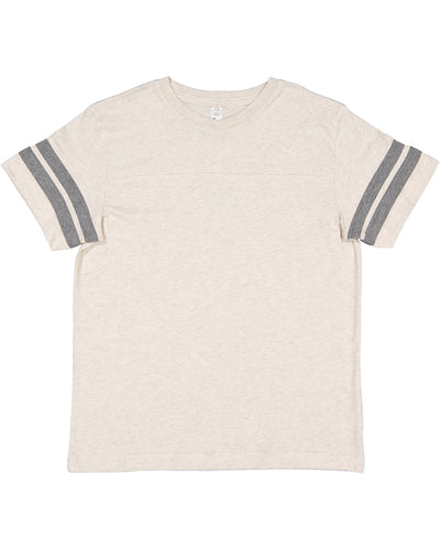 Youth Football Fine Jersey T-Shirt - Natural Heather / Granite Heather
