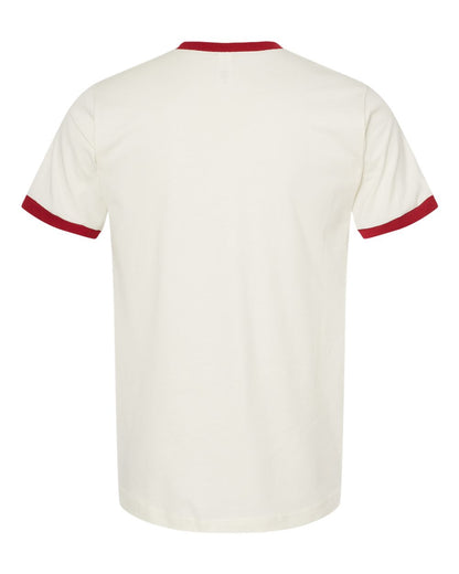 Unisex Fine Jersey Ringer Tee - Vintage White/ Rio Red