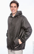 Men's Fleece-Lined Hooded Nylon Jacket - Black