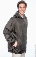 Men's Fleece-Lined Hooded Nylon Jacket - Black