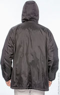 Men's Fleece-Lined Hooded Nylon Jacket - Black