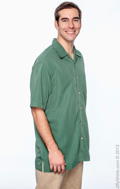 Men's Barbados Textured Camp Shirt - Palm Green