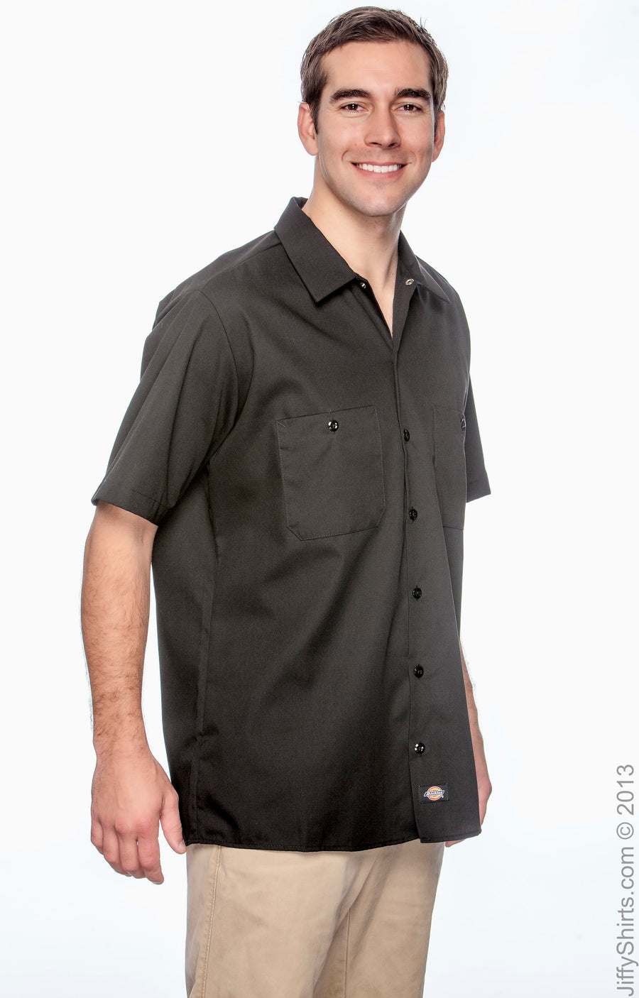Men's Industrial Short-Sleeve Work Shirt - Black