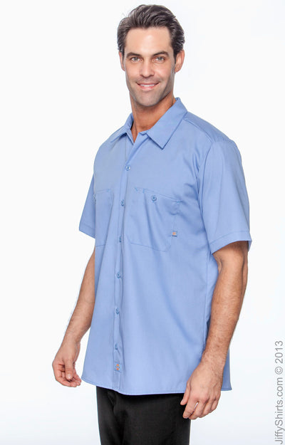 Men's Industrial Short-Sleeve Work Shirt - Light Blue