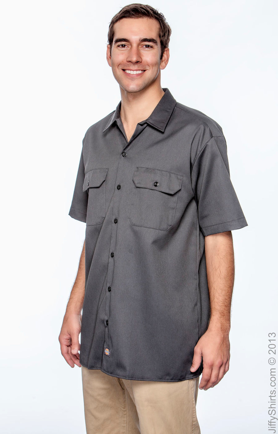 Unisex Short-Sleeve Work Shirt - Charcoal