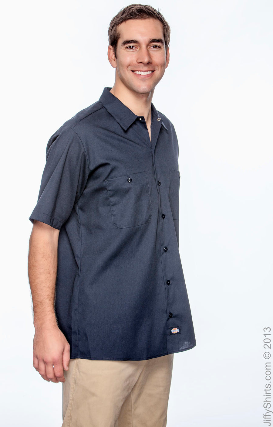 Men's Industrial Short-Sleeve Work Shirt - Dark Navy