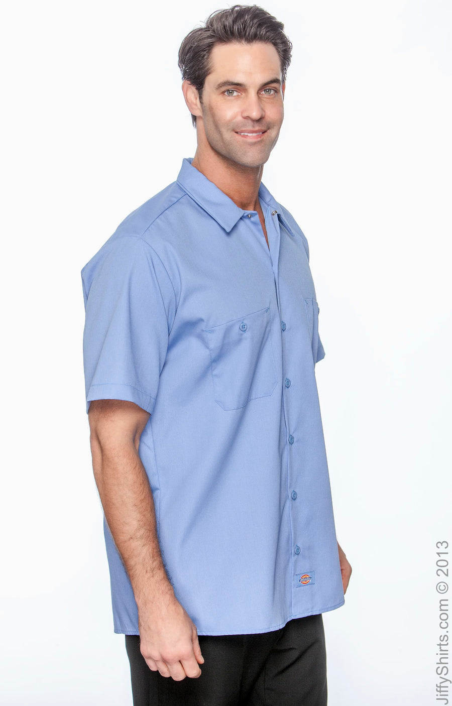 Men's Industrial Short-Sleeve Work Shirt - Light Blue