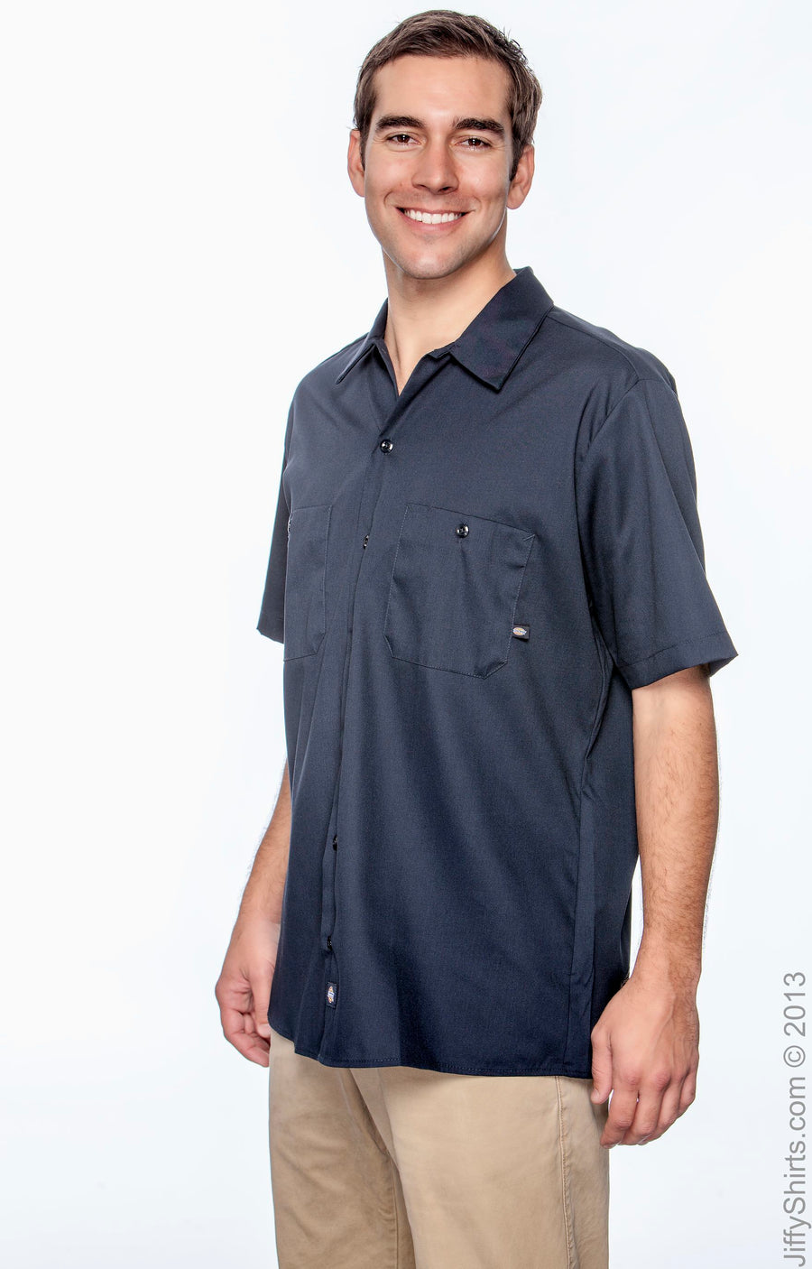 Men's Industrial Short-Sleeve Work Shirt - Dark Navy