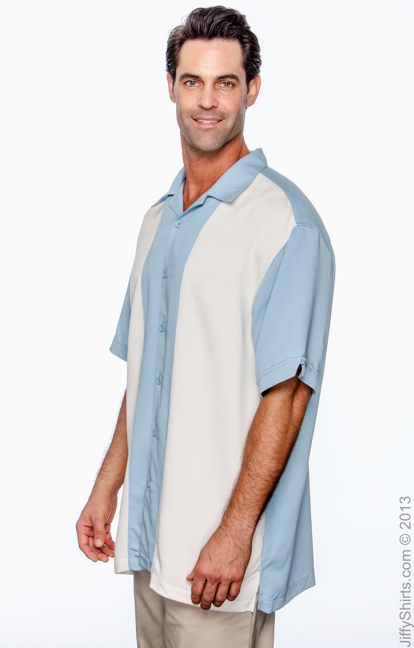 Men's Two-Tone Camp Shirt - Cloud Blue / Creme
