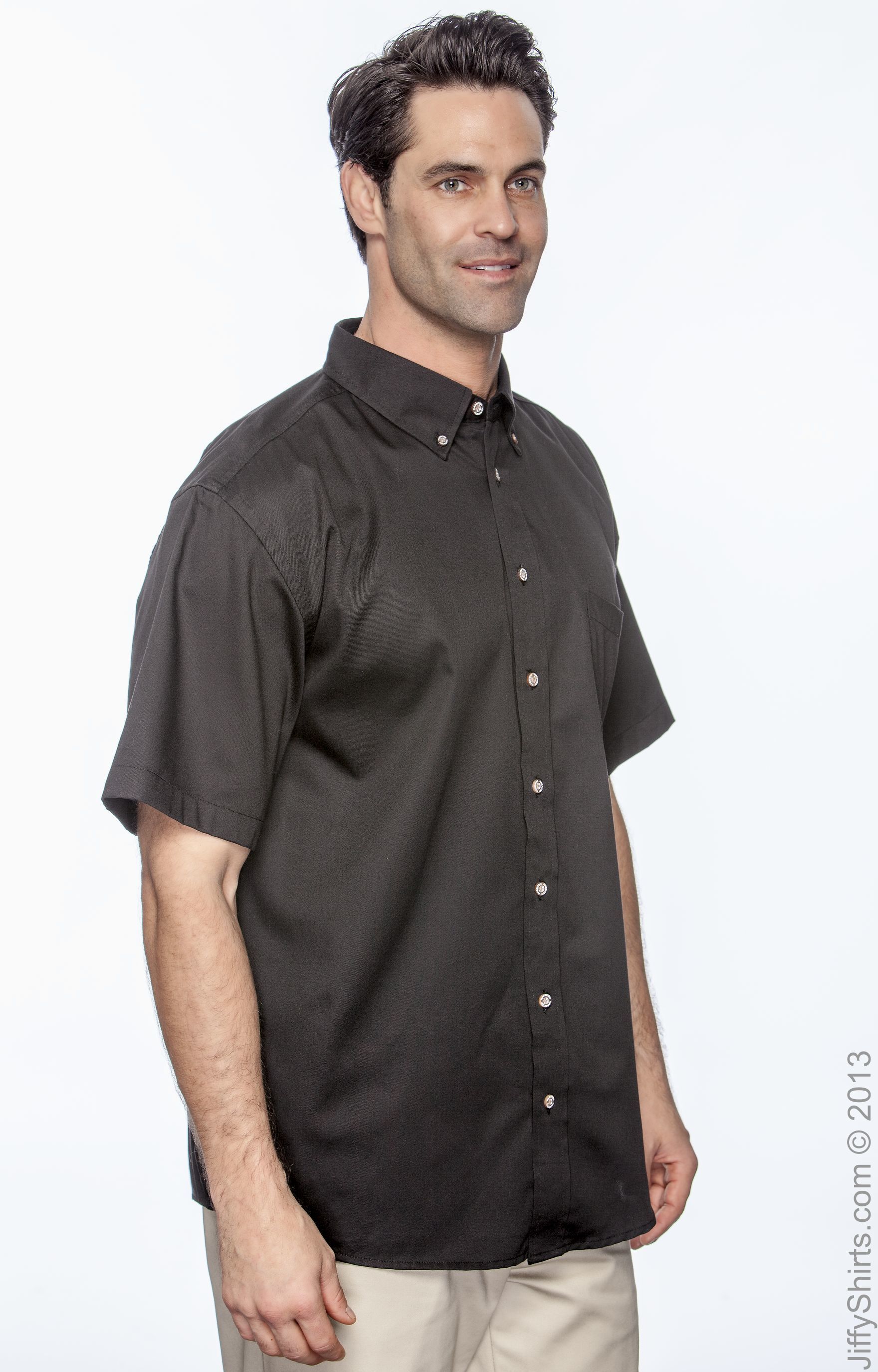Men's Easy Blend™ Short-Sleeve Twill Shirt with Stain-Release - Black