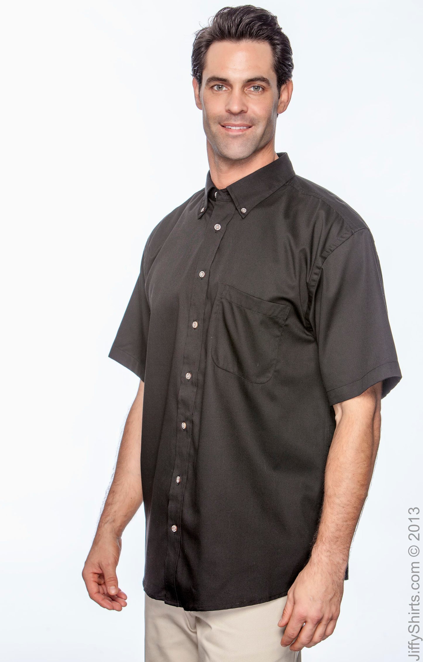 Men's Easy Blend™ Short-Sleeve Twill Shirt with Stain-Release - Black