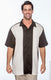 Harriton M575 - Men's Two-Tone Camp Shirt - Black / Creme