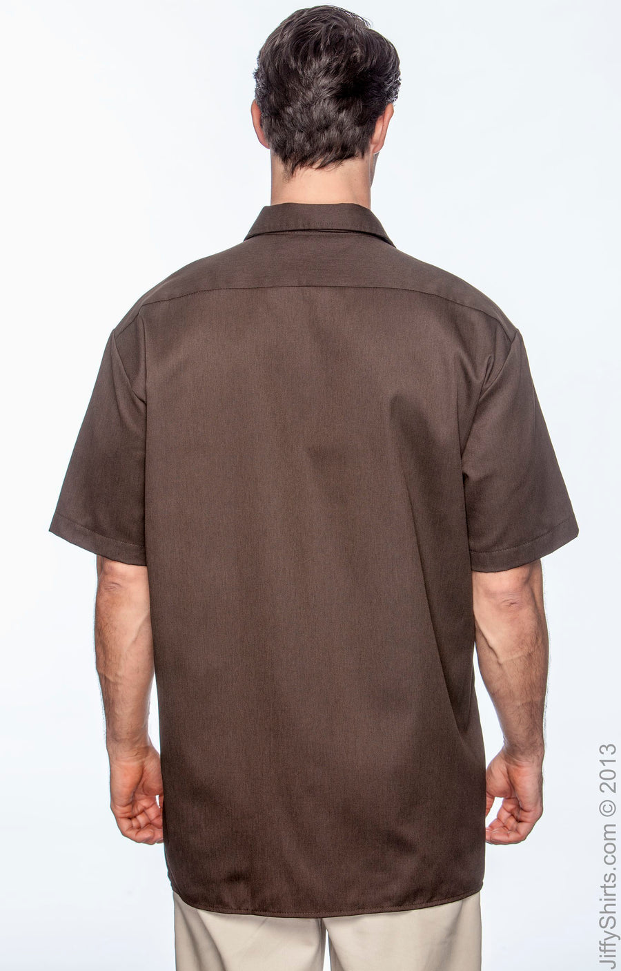 Unisex Short-Sleeve Work Shirt - Dark Brown