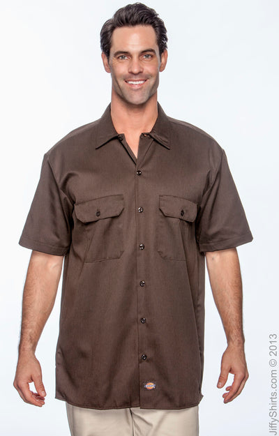 Unisex Short-Sleeve Work Shirt - Dark Brown