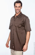 Unisex Short-Sleeve Work Shirt - Dark Brown