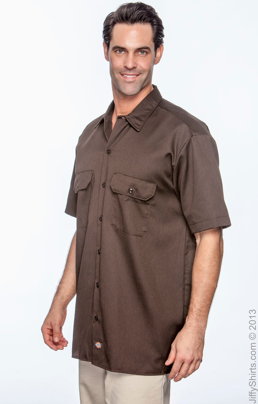 Unisex Short-Sleeve Work Shirt - Dark Brown