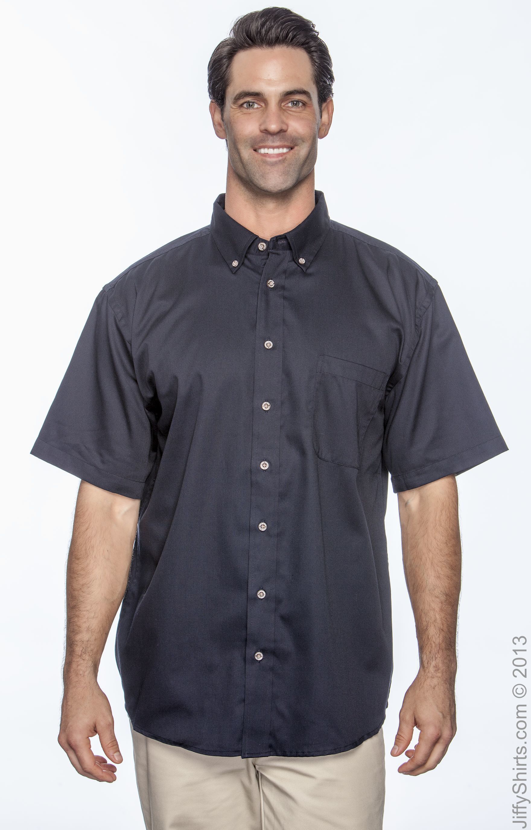 Men's Easy Blend™ Short-Sleeve Twill Shirt with Stain-Release - Navy