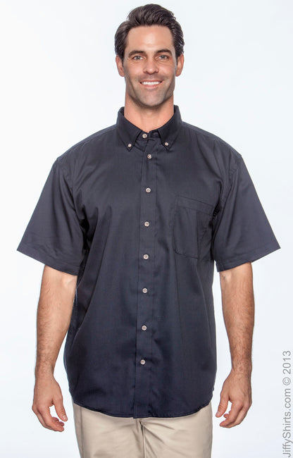 Men's Easy Blend™ Short-Sleeve Twill Shirt with Stain-Release - Navy