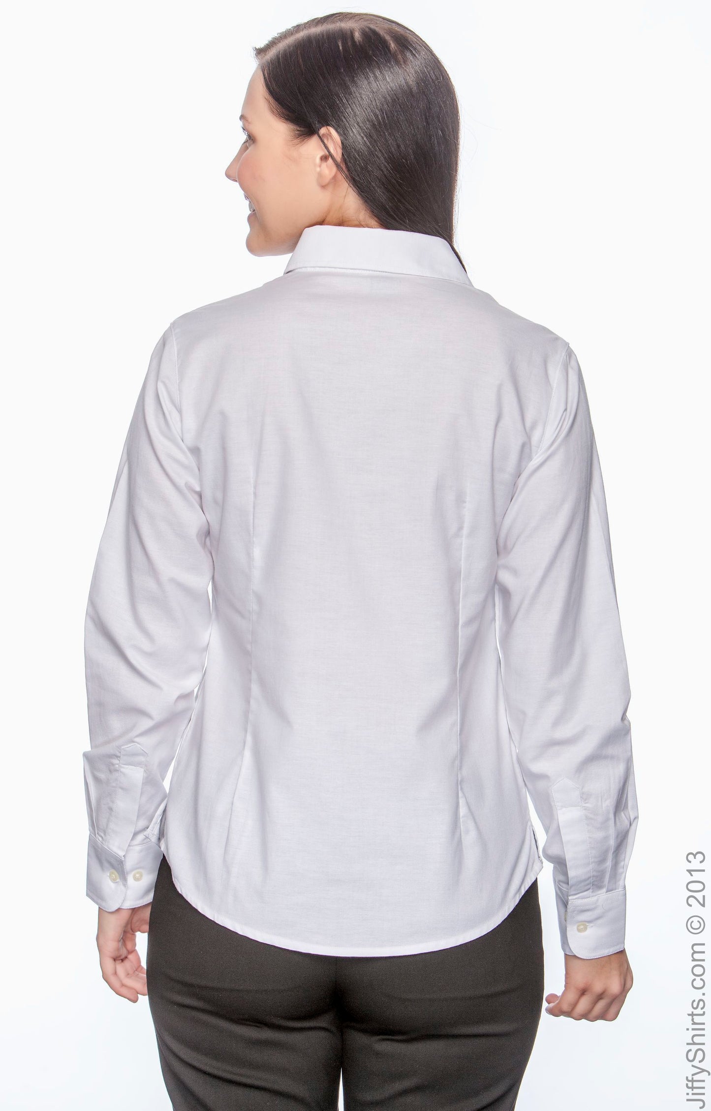 Women's Long-Sleeve Oxford with Stain-Release - White