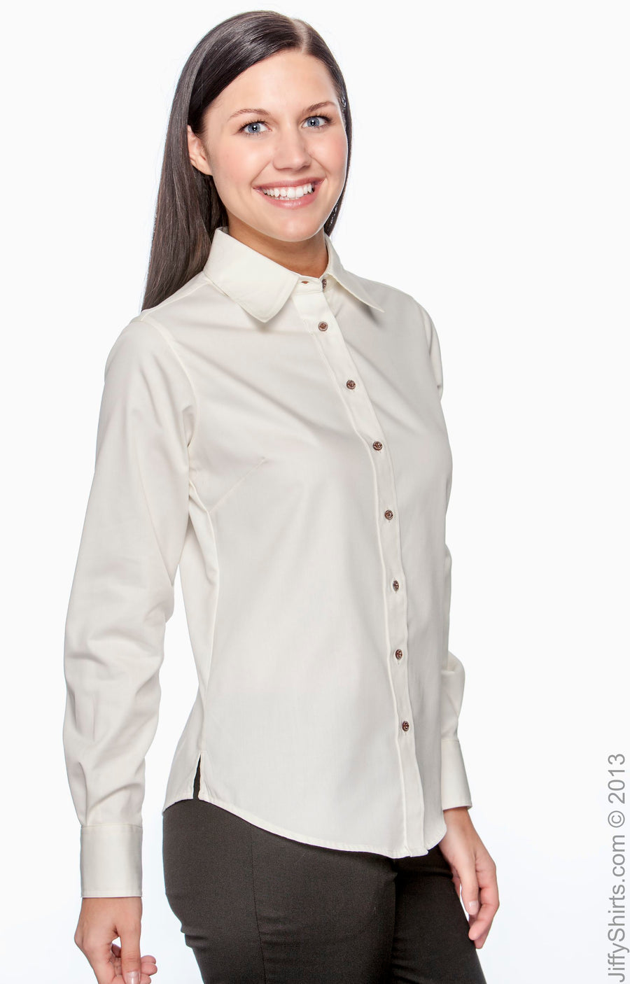 Women's Easy Blend™ Long-Sleeve Twill Shirt with Stain-Release - Creme