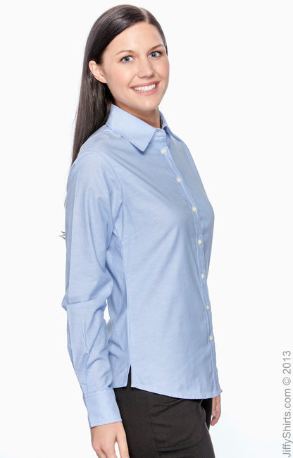 Women's Long-Sleeve Oxford with Stain-Release - Light Blue