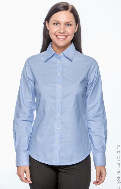 Women's Long-Sleeve Oxford with Stain-Release - Light Blue