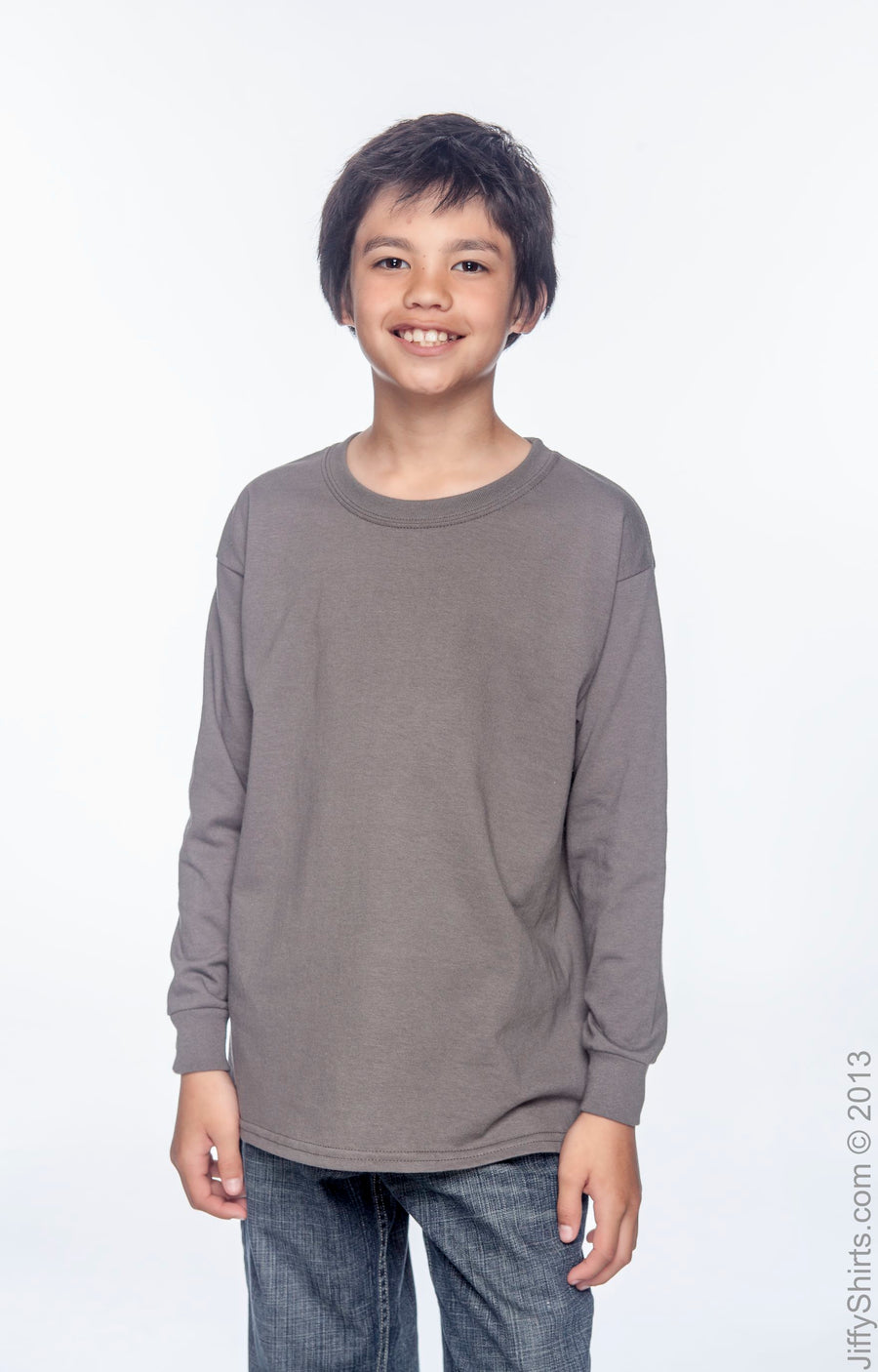 Youth Ultra Cotton® 6 oz. Long-Sleeve T-Shirt - Charcoal