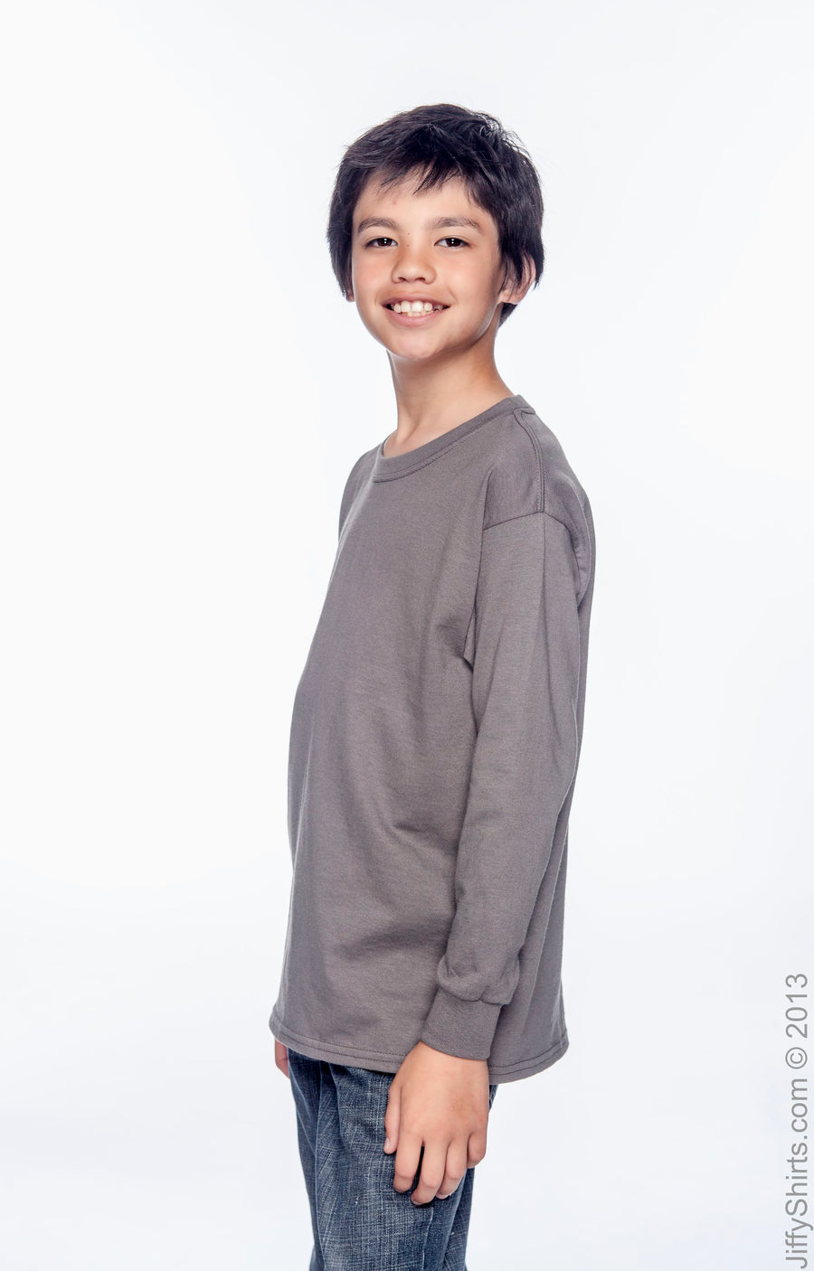 Youth Ultra Cotton® 6 oz. Long-Sleeve T-Shirt - Charcoal