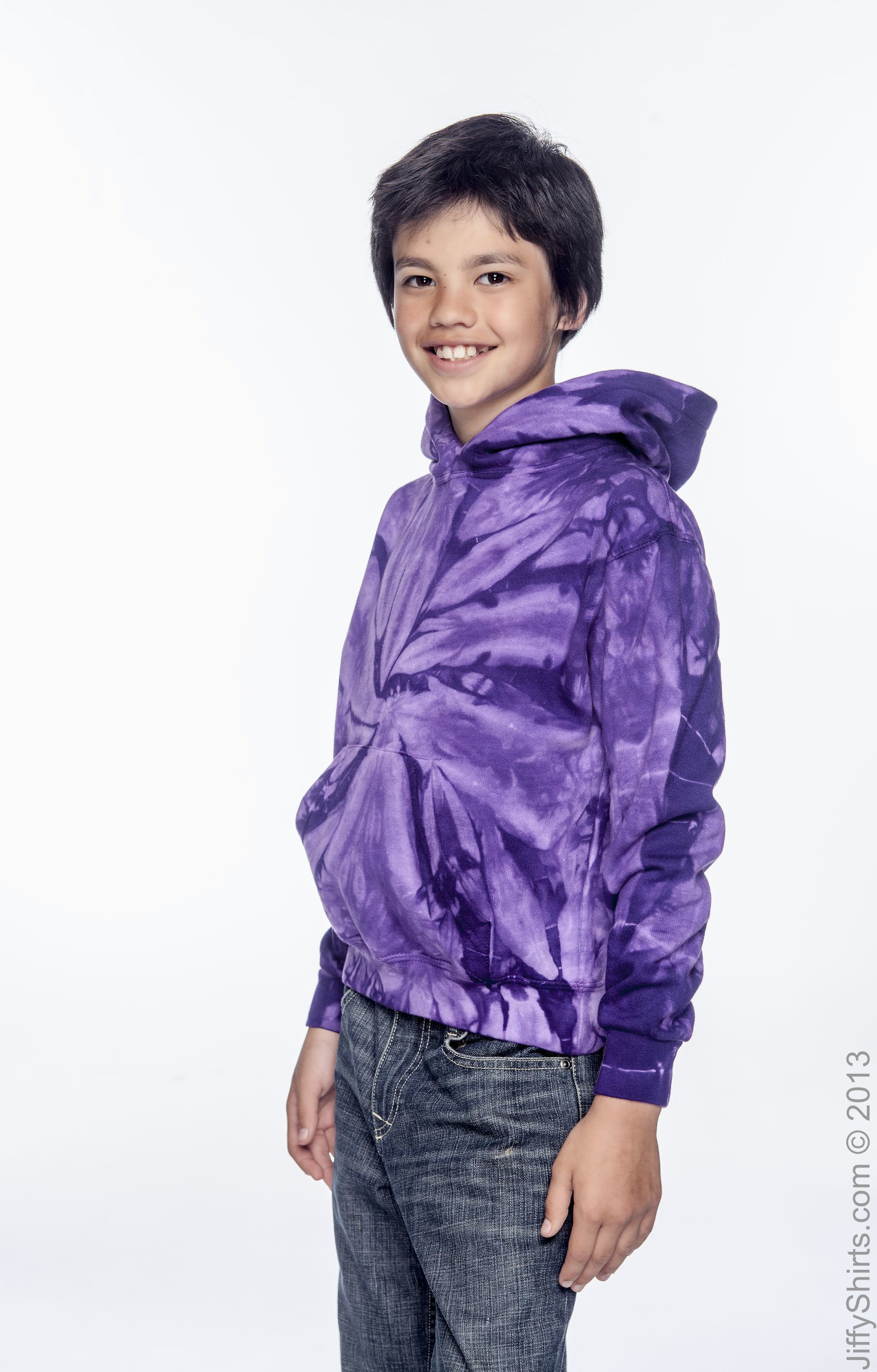 Youth Tie-Dyed Pullover Hoodie - Spider Purple