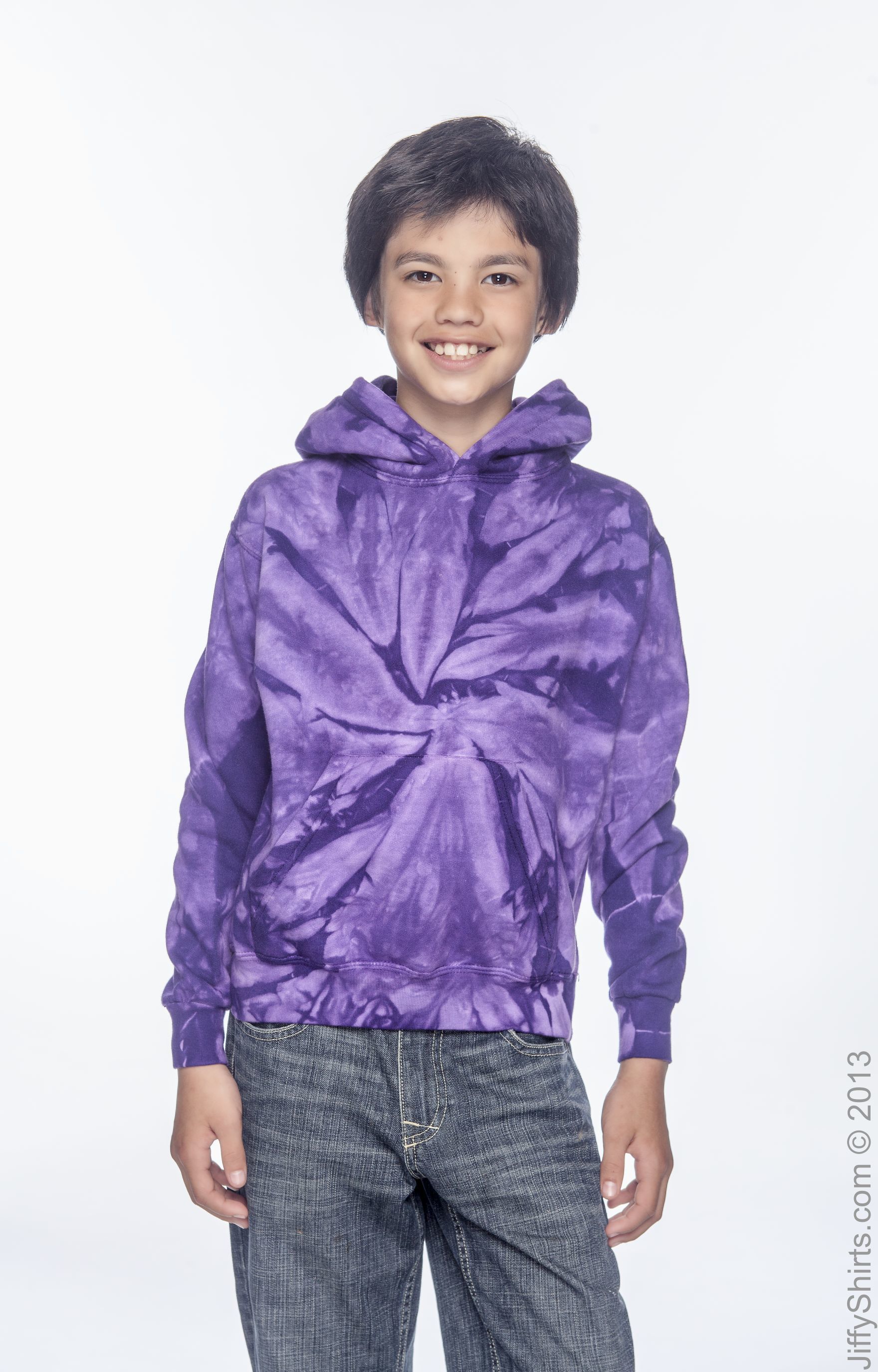 Youth Tie-Dyed Pullover Hoodie - Spider Purple