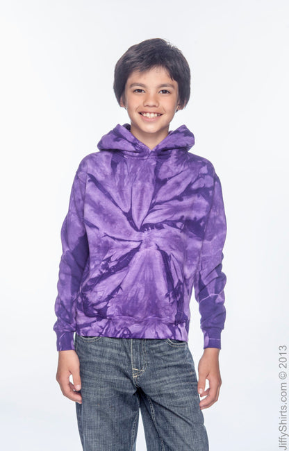 Youth Tie-Dyed Pullover Hoodie - Spider Purple