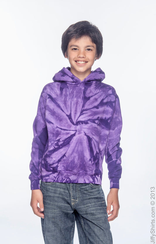 Youth Tie-Dyed Pullover Hoodie - Spider Purple