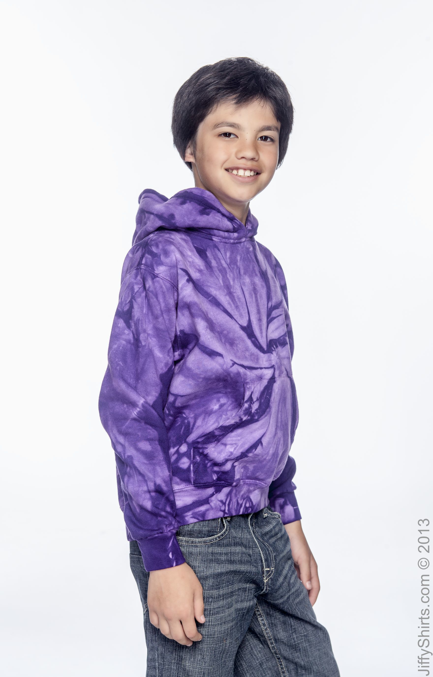 Youth Tie-Dyed Pullover Hoodie - Spider Purple