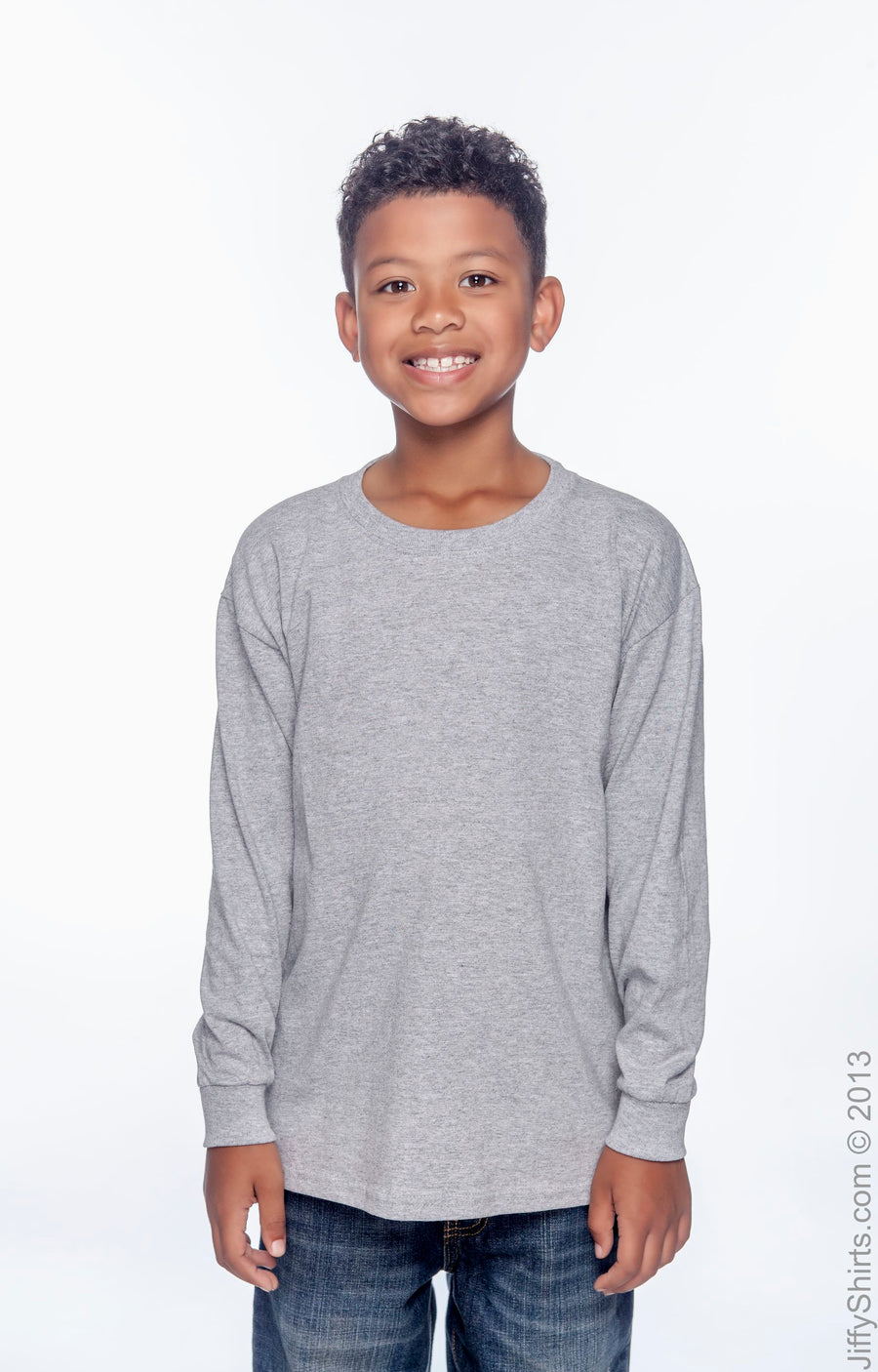 Youth Ultra Cotton® 6 oz. Long-Sleeve T-Shirt - Sport Gray