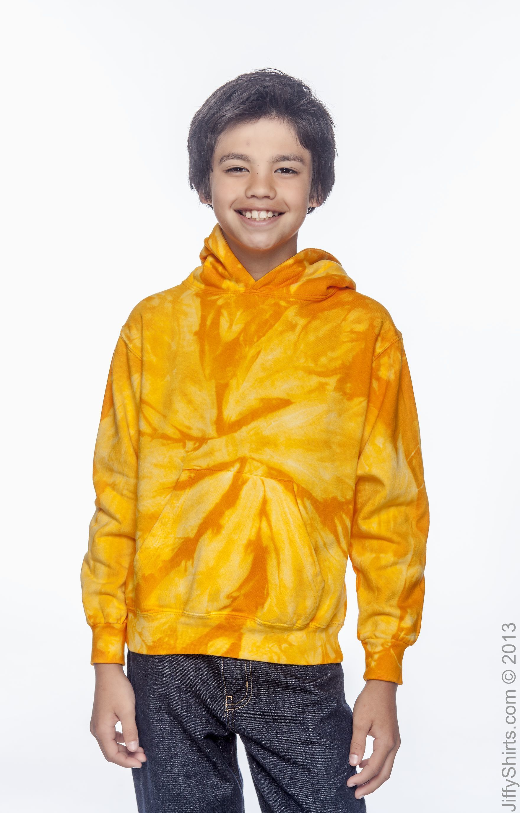 Youth Tie-Dyed Pullover Hoodie - Spider Gold