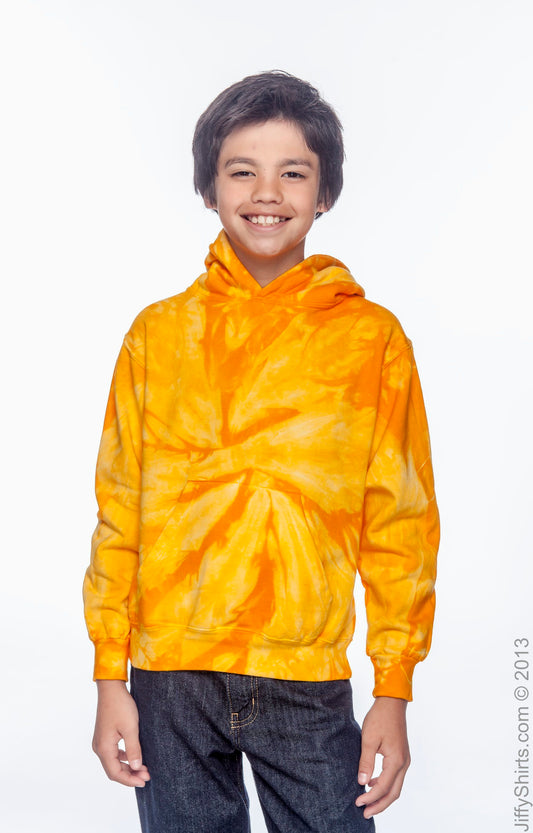 Youth Tie-Dyed Pullover Hoodie - Spider Gold