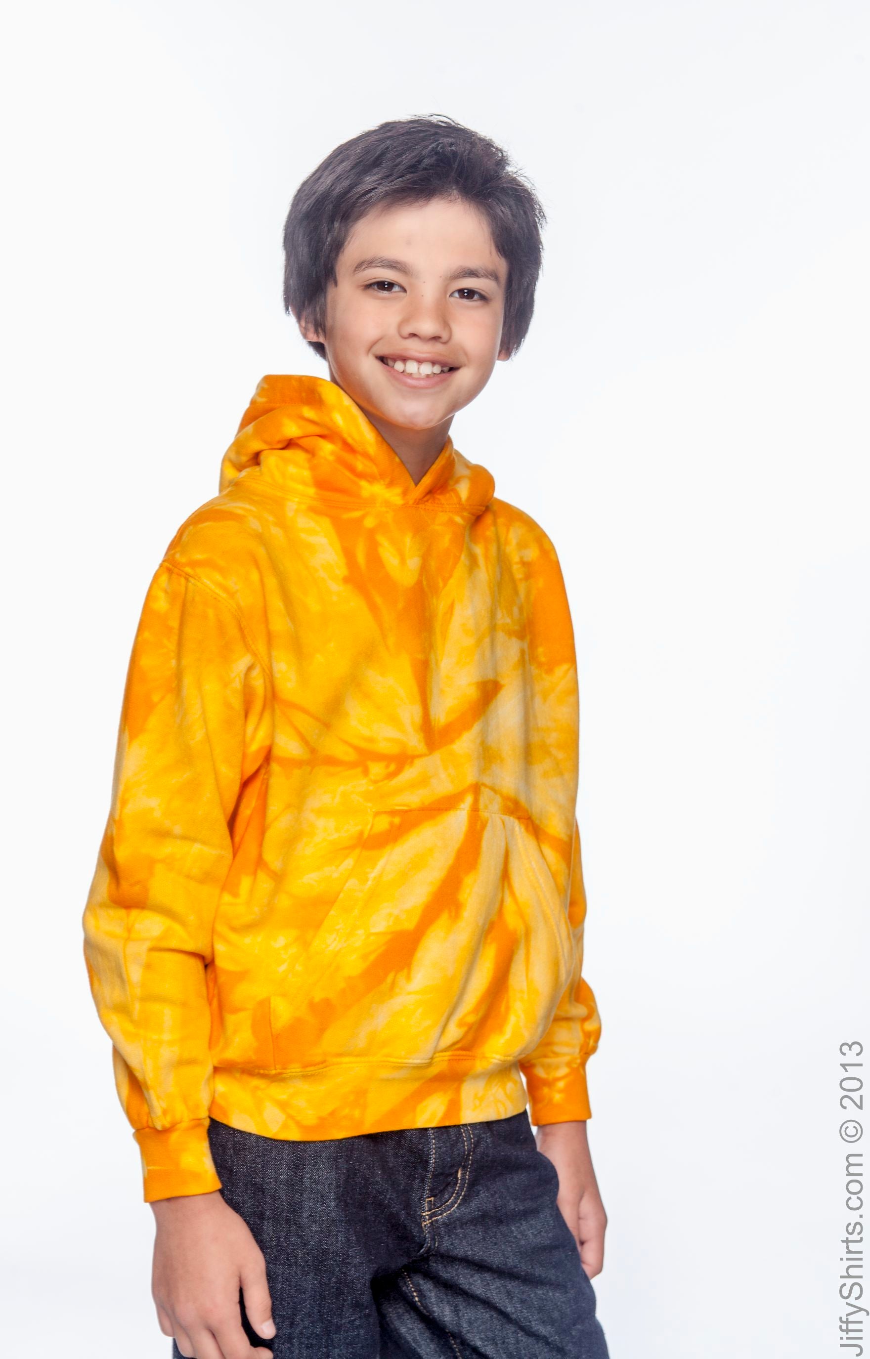 Youth Tie-Dyed Pullover Hoodie - Spider Gold