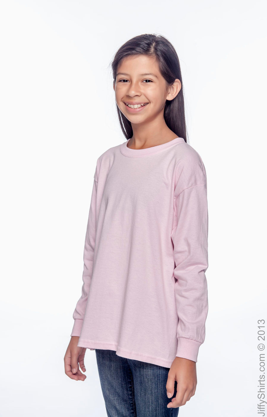 Youth Ultra Cotton® 6 oz. Long-Sleeve T-Shirt - Light Pink
