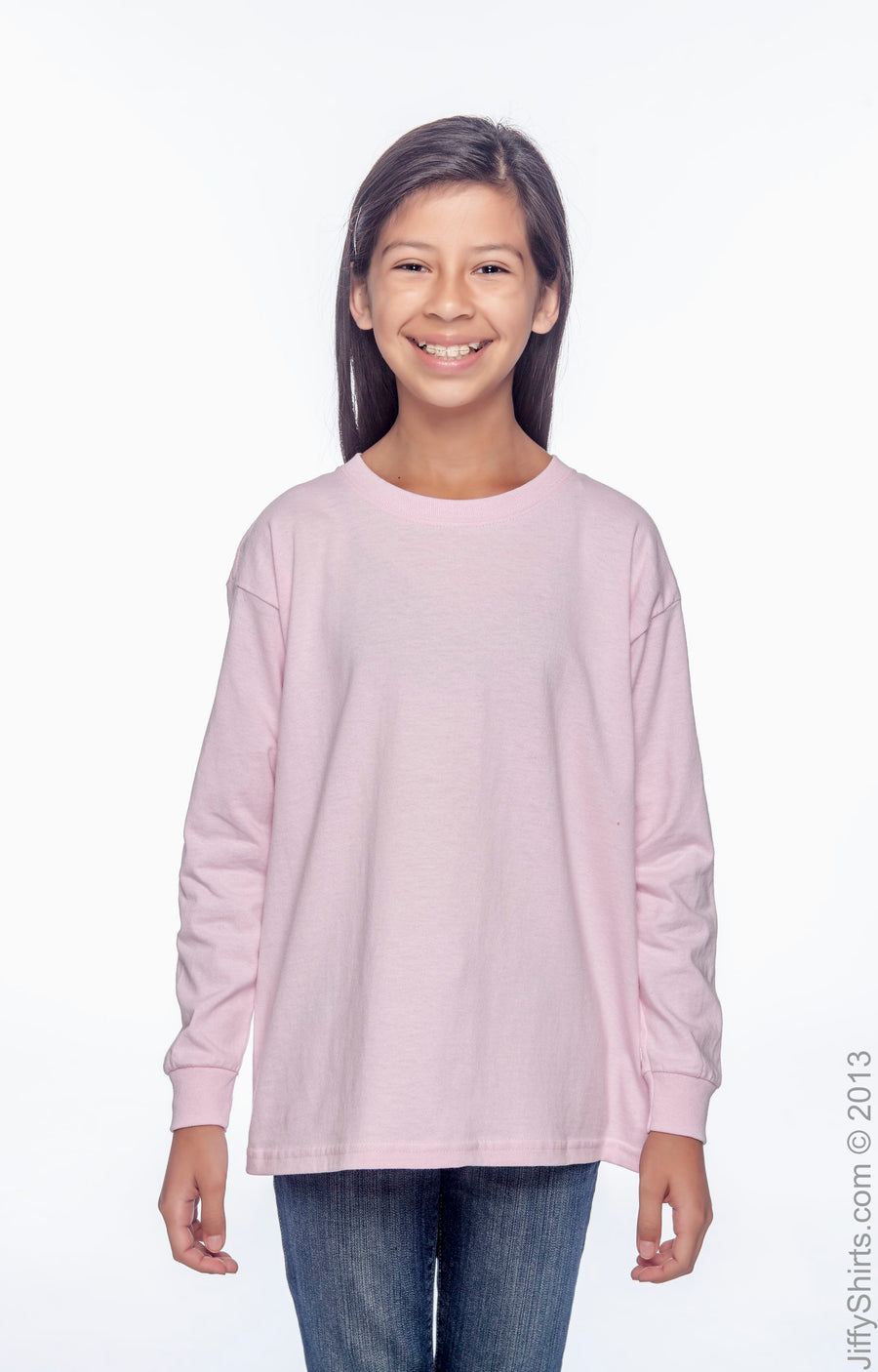 Youth Ultra Cotton® 6 oz. Long-Sleeve T-Shirt - Light Pink