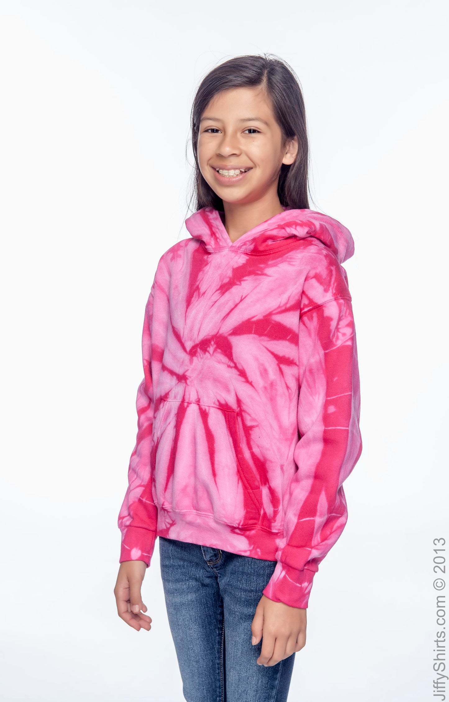 Youth Tie-Dyed Pullover Hoodie - Spider Pink