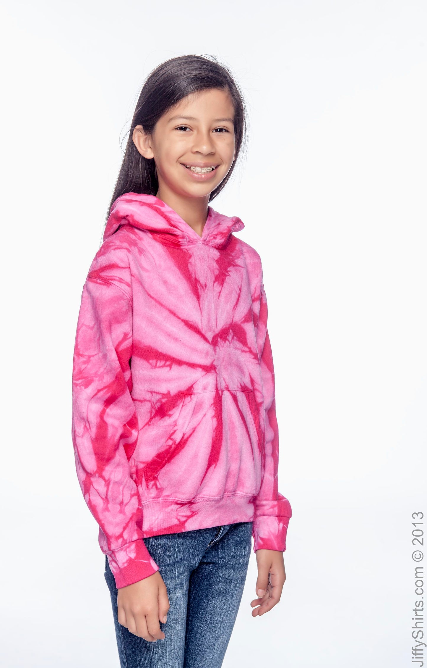 Youth Tie-Dyed Pullover Hoodie - Spider Pink