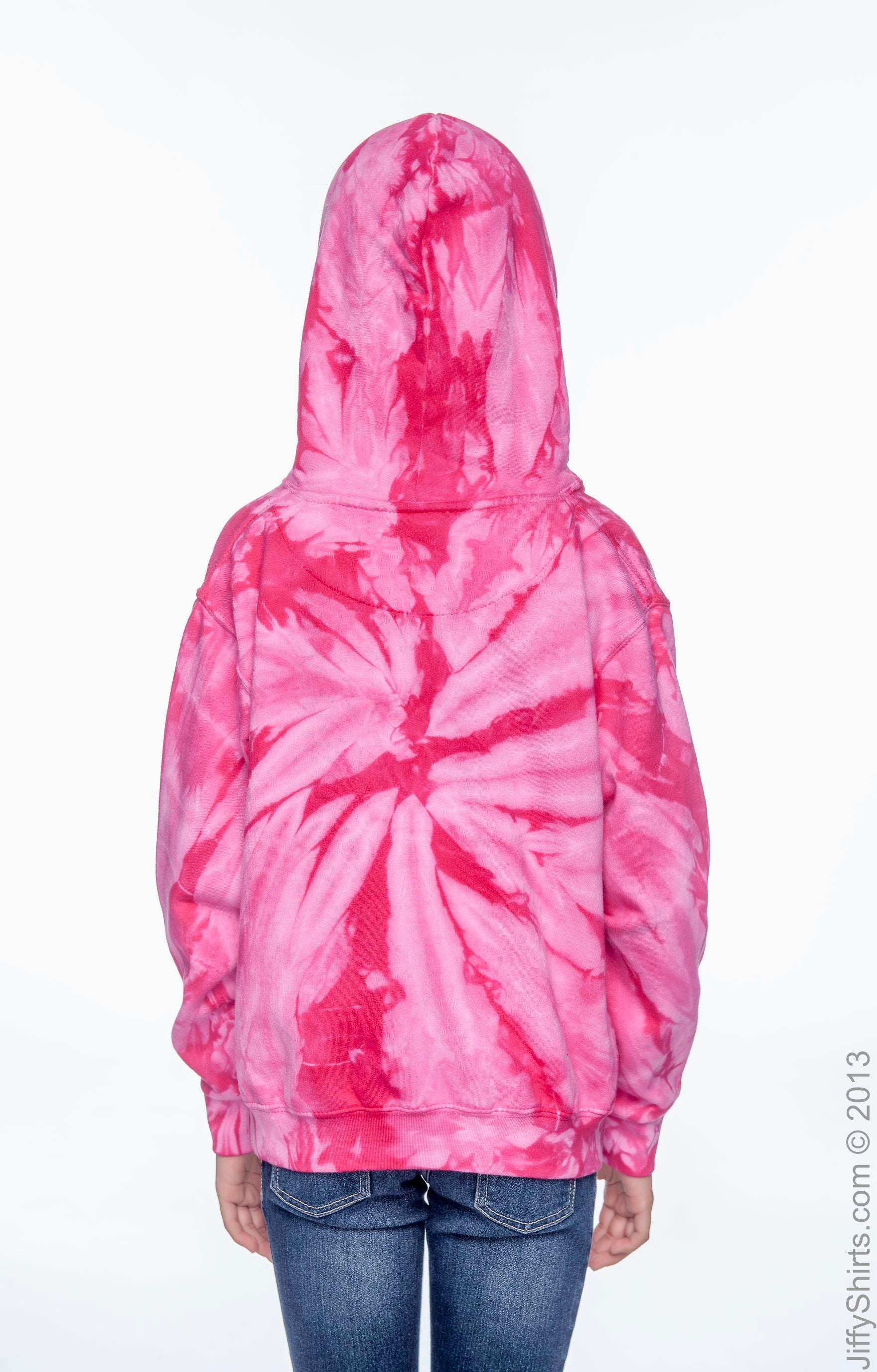Youth Tie-Dyed Pullover Hoodie - Spider Pink